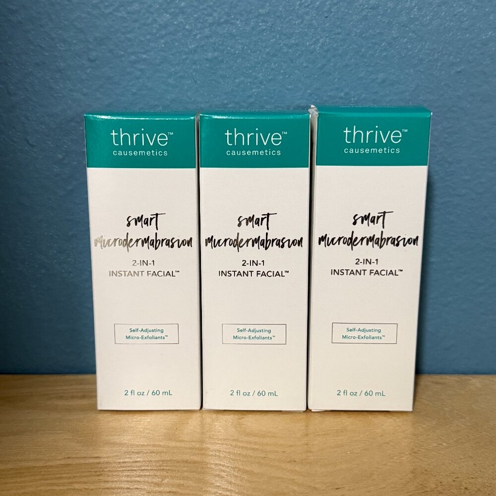Thrive Causemetics 2 in 1 Facial Smart Microdermabrasion 2oz LOT OF 3